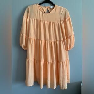 Calvin Klein Women's peach chiffon tiered dress